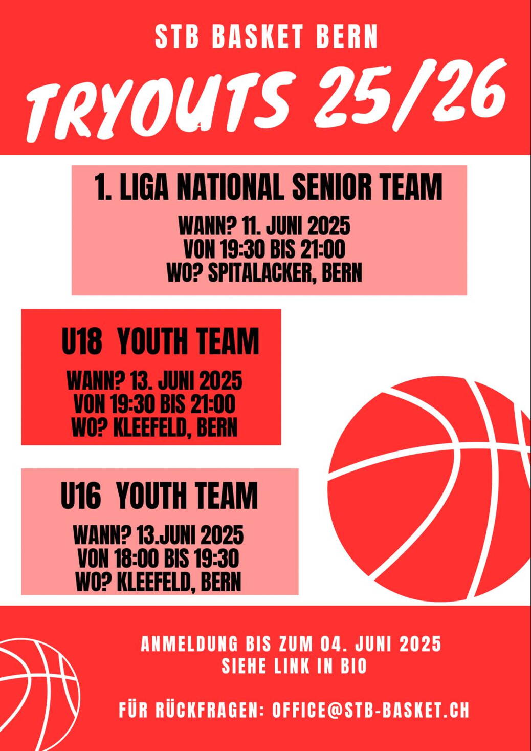 STB Tryouts Saison 25/26